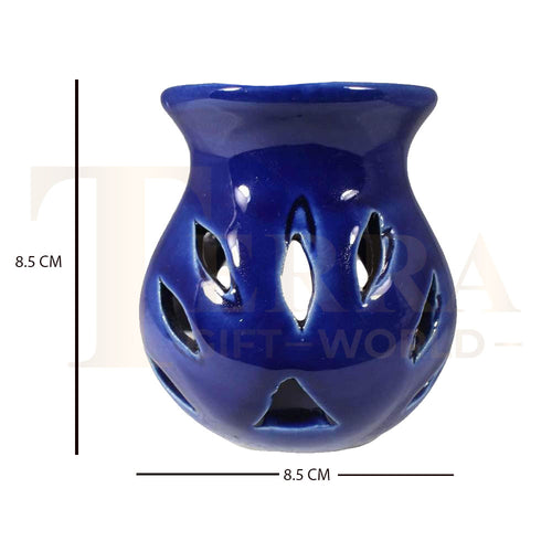 Candle Operated Ceramic Aroma Diffuser Set – Blue Oil Burner with Lavender Fragrance