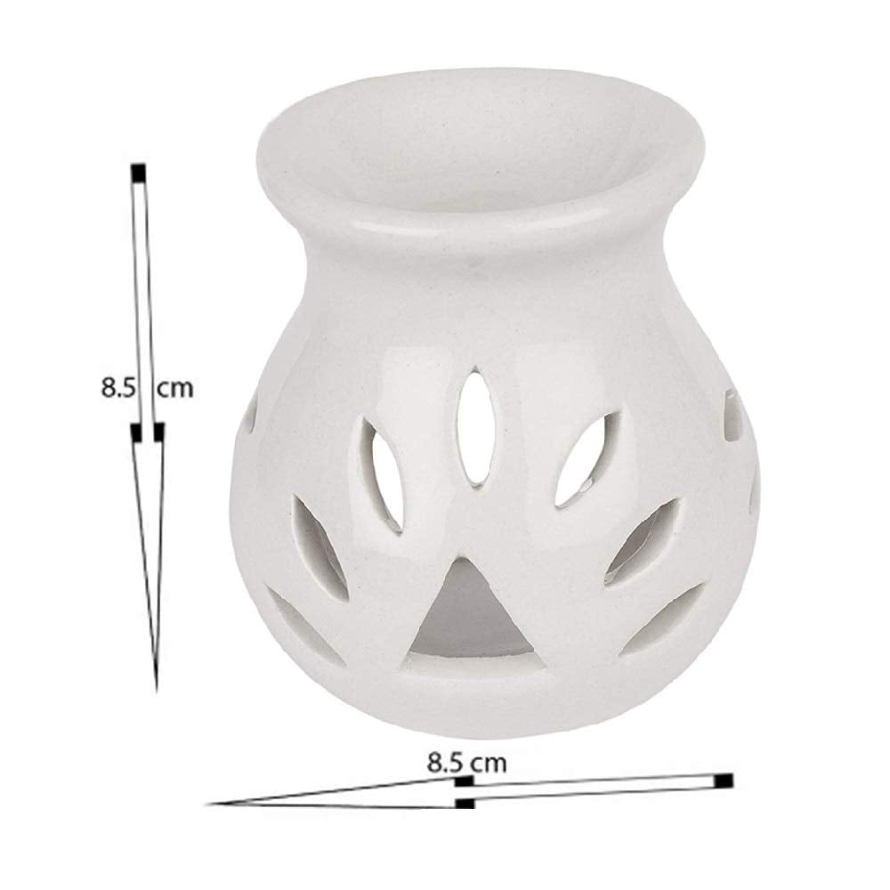 Candle Operated Ceramic Diffuser Set – White Oil Burner with Lavender Fragrance