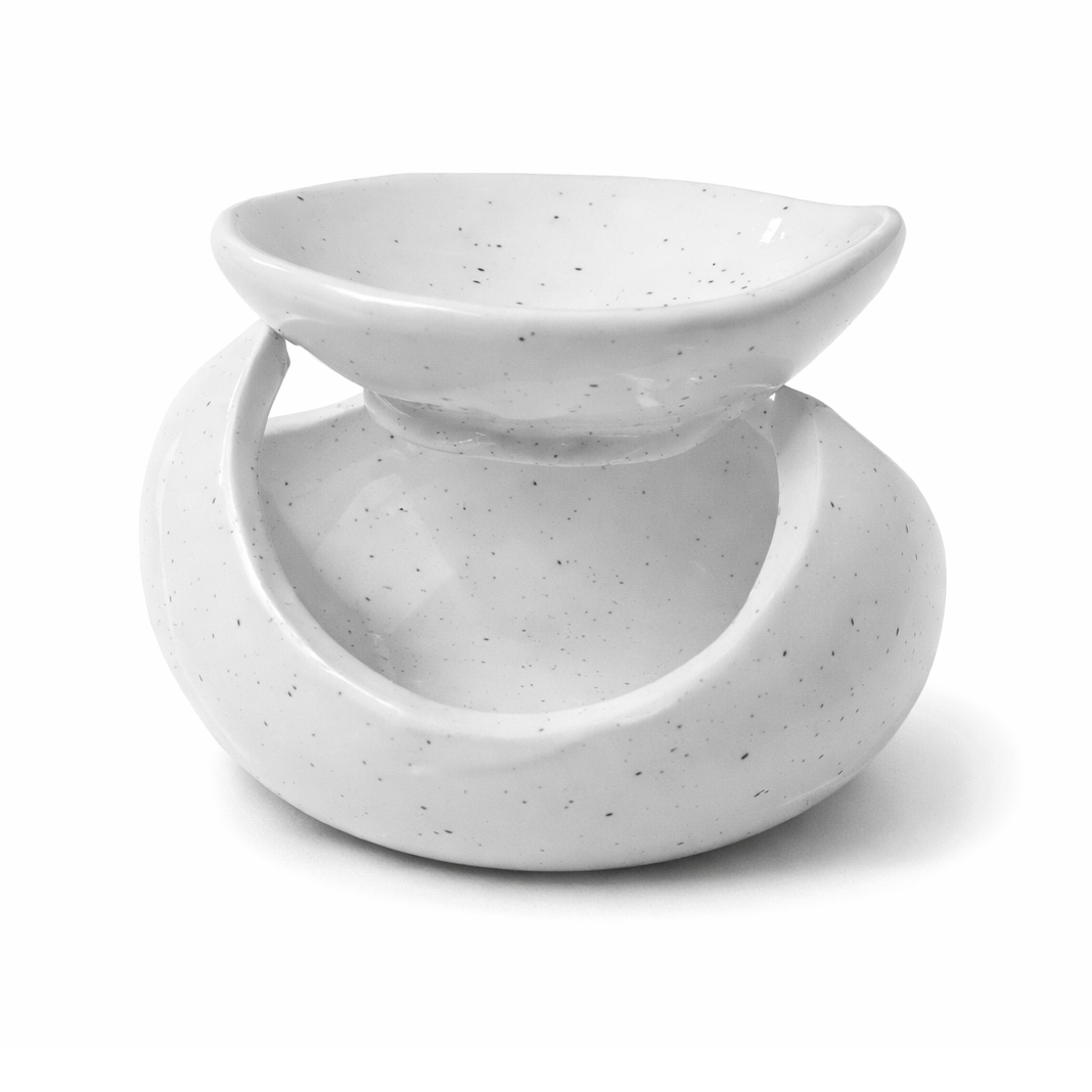 Candle Ceramic Aroma Oil Burner Aromatherapy Diffuser Tripod Diya Diffuser Tealight Aroma Oil Warmer (White)